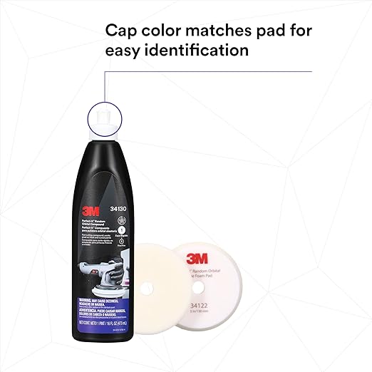 3M Perfect-It Random Orbital Compound, 34130, 1 Pint, Fast Cutting Compound for Automotive Buffing & Polishing