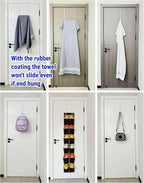 Over The Door Metal Hooks with Plastic Coating 14.2" Fit 0.5" to 1 3/8" Door 4 Pcs Heavy Duty Single Towel Robe Rack Wreath Bathroom Shower Hanger Shoe Organizer Ironing Board Long White