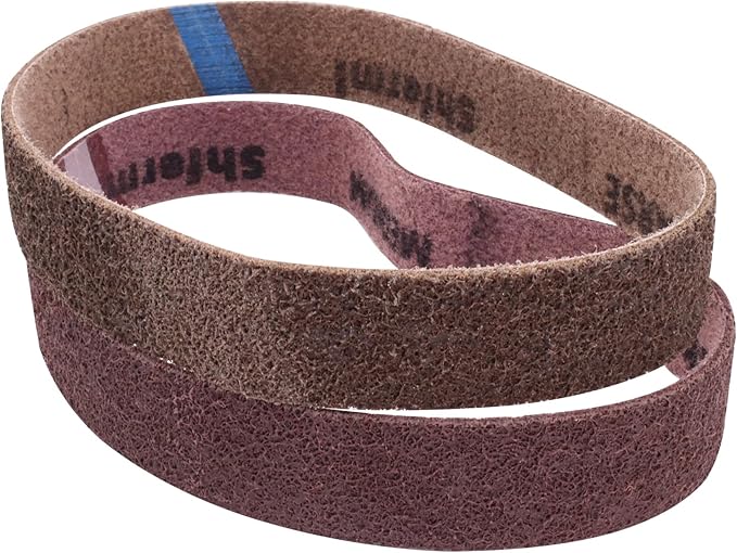1-1/2 x 30" Non Woven Surface Conditioning Sanding Belts for Pipe Tube Polisher Sander, 1 Each of 150 240 Grit Nylon Brushed Sander Paper for Pipe Belt Sander, 1.5 x 30" Sand Belts for Metal, 2 Pack