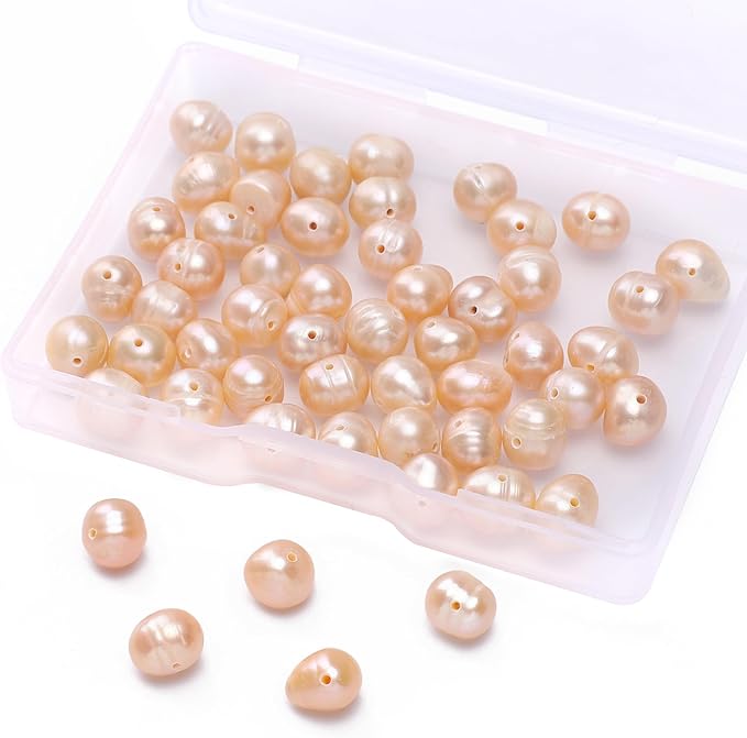 Natural Pearl Beads Potato 7-8mm Pink Freshwater Cultured Loose Gemstone Beads for DIY Jewelry Making 13.8''/Strand HQ