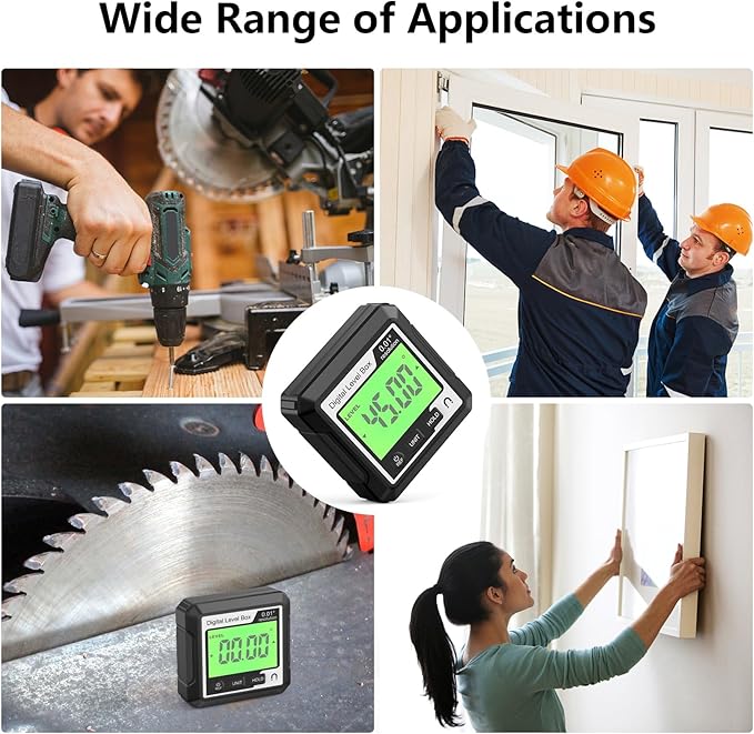 Digital Level Angle Gauge Meter Magnetic Electronic Level Angle Finder Tool Protractor Inclinometer Woodworking Tools with Magnet for Construction, Woodworking and Machinery(Black+white) (black)