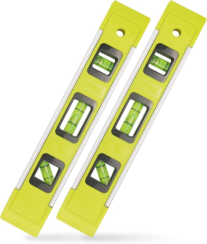 Level & Tool Magnetic Aluminum Reinforced Torpedo Level, 9", Green (2PCS)