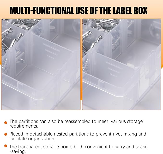 500pcs Pop Rivets Assortment Kit,14 Sizes Aluminum Rivets,Blind Rivets set,including 3/32" 1/8" 5/32" 3/16",metal Dome Head rivets Assortment kit with labels Storage boxes (Silver)