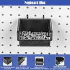 196 PCS Extra Thick Pegboard Hooks Set, Fit 1/4" Peg Board for Hanging Storage, Black Heavy Duty Metal Pegboard Accessories with Pegboard Bins for Garage Wall Organizer