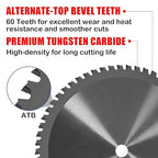 7-1/4" Circular Saw Blade, TCT Metal Cutting Saw Blades with 60T & 5/8" Arbor, Professional for Iron Steel Aluminum Stainless Steel Ferrous Metals