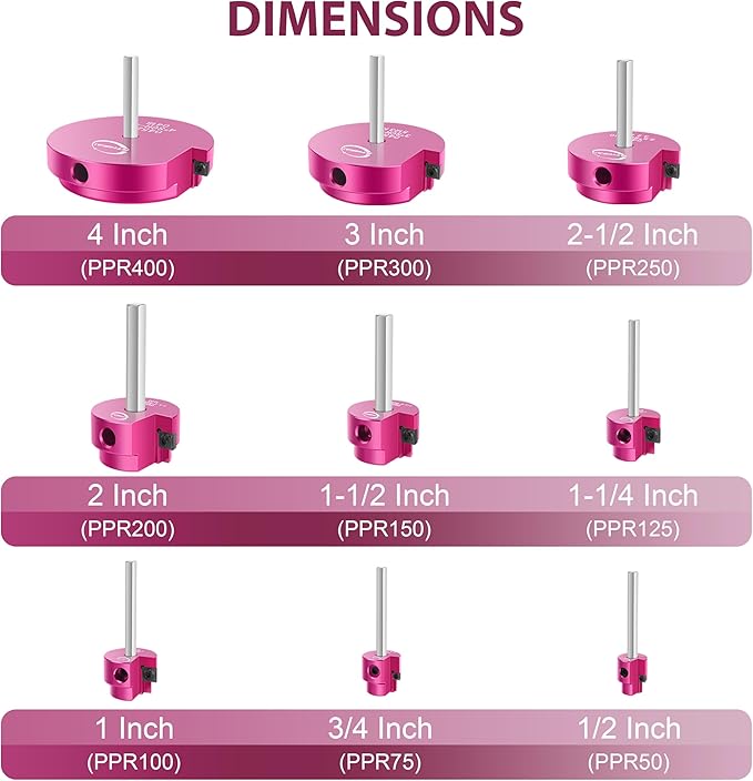 9 Pcs PVC Pipe Reamer Kit, PVC Fitting Saver Socket Saver Plumbing Tool with 1/2", 3/4", 1", 1-1/4", 1-1/2", 2", 2.5", 3" and 4" Head, Pipe Fitting Reamer for SCH40 CPVC ABS, Fits Standard 1/2" Drill