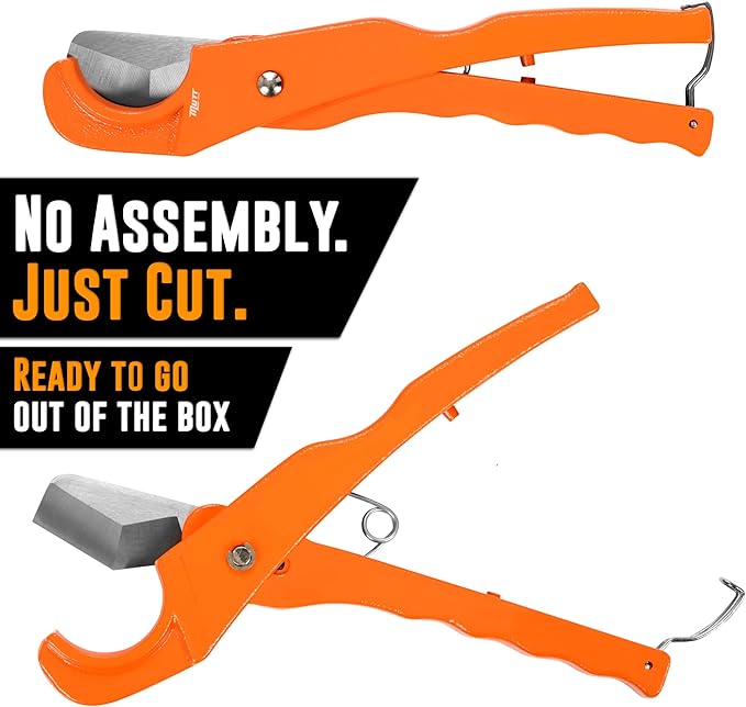 Mutt Tools Professional PEX Cutter Tool - 1/8” to 1” Heavy Duty Pipe and Tubing Cutter for Plumbing - Cuts PEX, PVC, CPVC, Plastic Pipe and Rubber Hose - Precision Plumbing Tool Kit Essential