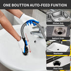 PIONEERWORKS Drain Cleaner Machine 30Ft x 3/10In, Auto-feed Electric Drain Auger for 3/4In - 2In Pipes, Cable in Piano Wire, with Foot Switch, Sewer Snake for Sinks, Toilets, and Floor Drains - DA05