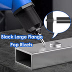 smseace 3/16" x 1/2" Rivets 150 Pcs Black Large Flange Rivets 4.8 x 12mm Black Rivets