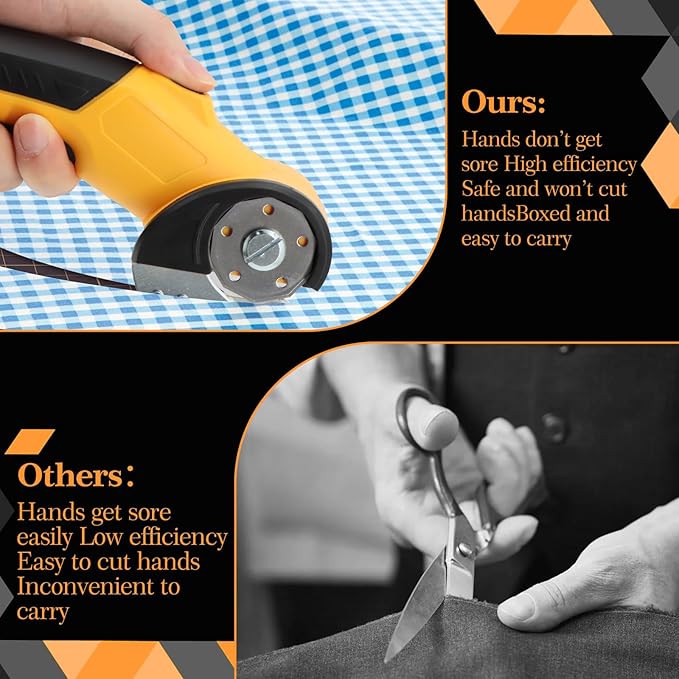 Electric Box Cutter, Portable Cordless Electric Rotary Scissors for Cardboard Carpet Leather, Rechargeable Heavy Duty Shears with LED Light, Safety Lock, Blade, Box - 4V, 2000mAh, Type-C