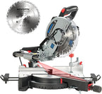 Sliding Compound Miter Saw, 15A 10", Bevel Cut (0°-45°) with Laser, Extension Table, Iron Blade Guard, Cutting Wood, PVC or Soft Metal