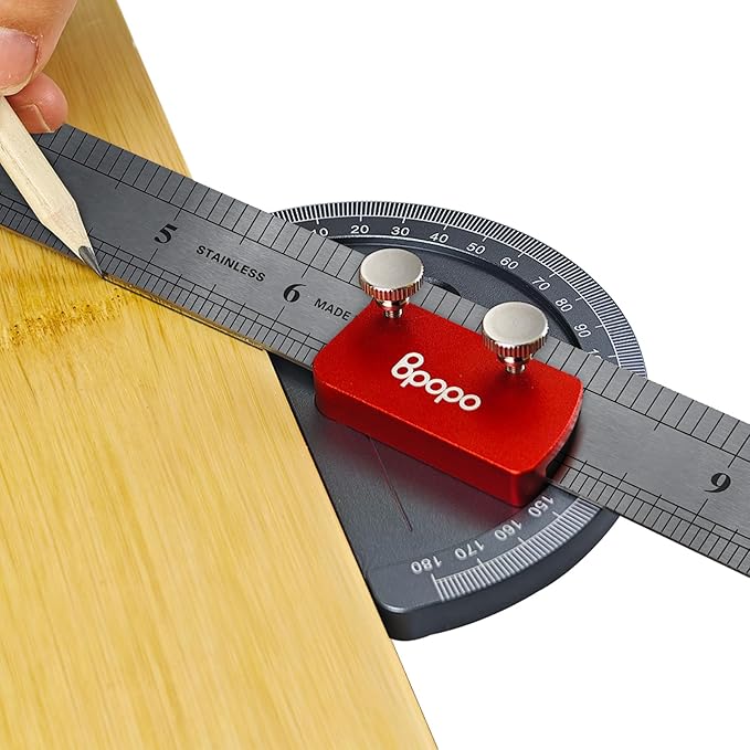 Upgrade Stainless Steel Angle Protractor– Precision 0°-180°Angle Finder for Marking Angle,Straight Line Scribe, Woodworking Angle Measuring Tools, Ruler Included
