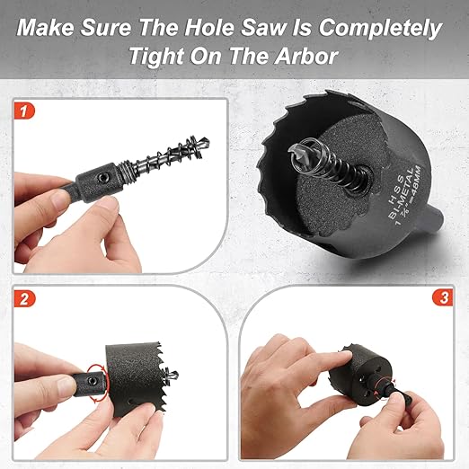 1-7/8 Inch Hole Saw with 9.1mm Triangle Shank Arbor, JTemgle Bi-Metal Hole Saw Heavy Duty Hole Cutting Tool for Cornhole Boards, Recessed Lights, Wood, Plastic, Drywall & Soft Metal