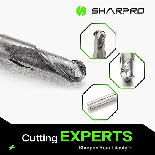 Carbide Ball Nose End Mill 2 Flute 4mm SHK. 4mm Cutting Dia. 3D Carving, High-Speed and Deep Cutting, AlCrN Coated, Apply for Alloy Steel, Stainless Steel and Various Cast Iron.