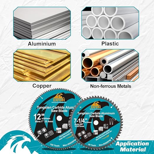 Metal Blade 7-1/4-Inch for Aluminum Non Ferrous 60 Teeth Tungsten Carbide Tipped Blade with 5/8-Inch Arbor Pack of 10