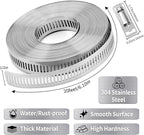 Hose Clamps 20FT Strap+20 Fasteners,DIY Cut-To-Fit 304 Stainless Steel Adjustable Large Worm Gear Band Clamp Assortment Kit,Metal Screw Fasteners and Strapping for Pipe,Duct,Pole,Tube