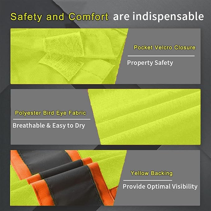 BeautyWill Custom Safety Vest Customized Logo Class 2 High Visibility Reflective Vest with Pockets Construction workwear