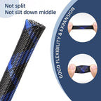 Expandable Braided Sleeving, PET Automotive Wire Loom, Flexible Cable Management for Audio Video and Other Home Device, Cord Protector from Pets (Black Purple, 1/4" x 25ft)