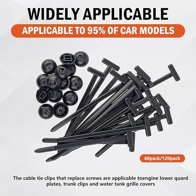 120 PCS Nylon Universal Cable Tie Buckle, Heavy Duty Self-Locking Zip Ties Holder with Pin & Button Design, UV Resistant Zipties for Car Daily Auto Fixing, Car nylon Zip Ties.