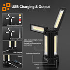 13200mAh Rechargeable Solar Work Light IP64 Waterproof with Folding Stand and Carrying Bag, AODOO 8000 Lumen Cordless Camping Light, White/Warm/Nature White/RED/SOS