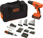BLACK+DECKER 20V MAX* POWERCONNECT Cordless Drill Kit + 100 pc. Kit (BDC120VA100), Orange
