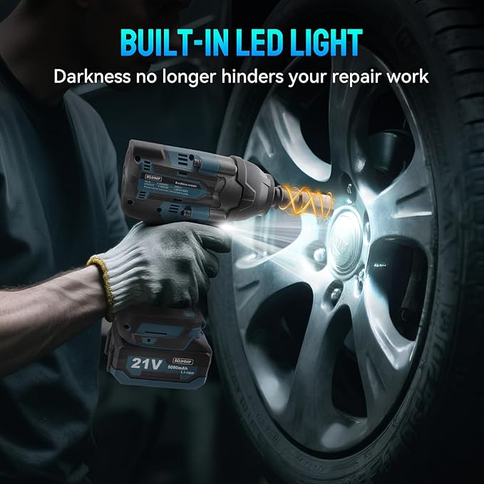 Cordless Impact Wrench 1/2 Inch, 1500 N.m/1106ft-lbs Brushless Impact Gun Compatible with Makita 18V Batteries, 5000 RPM High Torque Electric Power Impact Driver Set for Car Home (Blue)