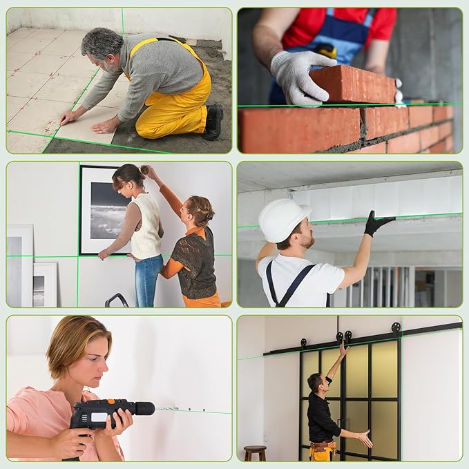 16 Line Laser Level 360 Self Leveling,4x360° Professional 4D Cross Line Green lazer Level with 2 Batteries for Construction and Picture Hanging,Adjustable Brightness Magnetic Bracket,Remote Control