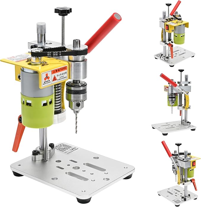 Electric Mini Bench Top Drill Press, 7 Speed Drilling Machine w/ B10 Chuck for 0.6-6mm Bits, Mefape DIY Metal Woodworking Jewelry Drill Tool