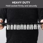 ALOANES 9 PC ABS Socket Organizer, 3/8 inch, Drive Socket Rail Holders, Heavy Duty Socket Racks, Black Rails with Black Clips