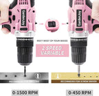 GardenJoy Cordless Power Drill Set - 21V Electric Drill Driver Kit with Battery and Fast Charger, 65pcs Acessories, 2 Variable Speed Control, 3/8-Inch Keyless Chuck and 24+1 Torque Setting