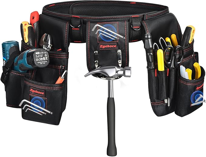 Adjustable Tool Belt with Multi-Pocket Storage – Heavy Duty 1680D Fabric – Magnetic Waist Tool Organizer for Electricians, Carpenters, Construction Workers Men
