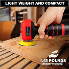 Cordless Sander, 3" Palm Sander with 16.8V 3.0Ah Li-ion Battery, 3500RPM Mini Polisher, 19 Accessories Sander Tool for Sanding/Polishing/Waxing/Cleaning