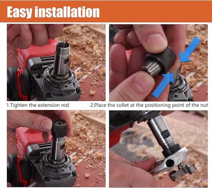 5/8"-11 Thread Angle Grinder Extension Shaft Set Electric Drill Conversion Collets Adapter Woodworking Tool Accessories Include Spring Collet 1/4" & 1/2" 3PCS