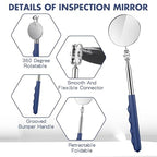 1 Pcs Telescoping Inspection Mirror Mechanics Automotive Tool with Long Handle Extendable Mirror on a Stick for Technicians Mechanics Contractors Checking Observation(Blue,Round)