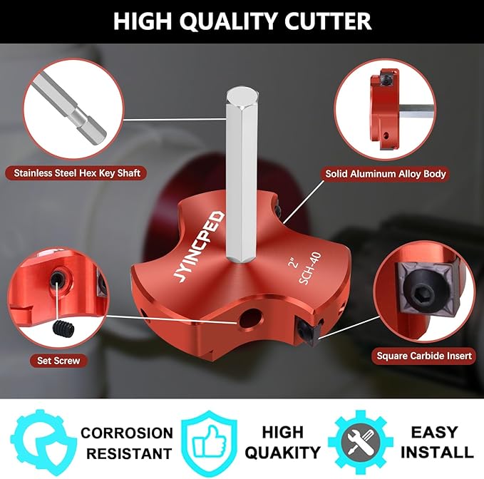 3 Blade PVC Pipe Reamer,PVC Fitting Saver Set Socket Saver for Plumbing,Tool Size:1-1/2",2",3",4 Pipes Reamers,Plastic Pipe Reamer Tool Kit for Sch.40 CPVC ABS Fitting,4 Size w/Tungsten Carbide Blade