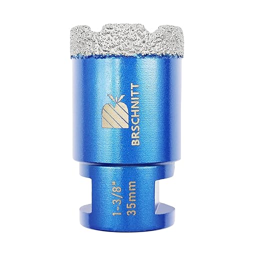 1-3/8 Inch Diamond Core Drill Bit for Porcelain Tile Ceramic Marble Granite Drilling,BRSCHNITT 1pc Vacuum Brazed Diamond Hole Saw with 5/8-11 Thread (35mm)