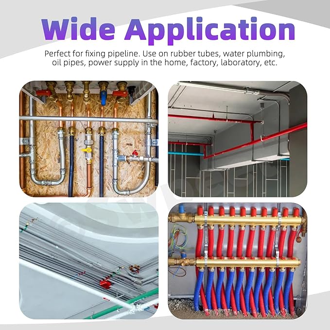 Swpeet 10Pcs 15mm Two Hole U Bracket Clamp with 20Pcs Self-tapping Screws Kit, U-Clamps, Metal Pipe Clamps, Pipe Strap Clamps, Conduit Tension Clips for Fixing Pipe or Cable