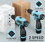 GardenJoy Cordless Power Drill Set: 12V Electric Drill with Battery and Charger, 65pcs Acessories, 3/8"Keyless Chuck, 2 Variable Speed, 24+1 Position, Compact Drill Driver Kit for Home & DIY Project