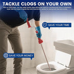 59787 Model K-3 Toilet Auger Clog Remover Toilet Snake for Unclogging with 3-Foot Snake and Bulb Head, Toilet Auger Snake for Unclogging Toilets for Home, Office, School, and More