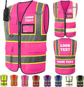 Custom Safety Vest Logo High Visibility Work Vests for Men Customize Hi Vis Reflective Construction Workwear