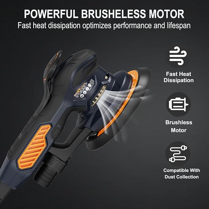 MAXXT Ramdon Orbital Sanders for 6inch, 10000 RPM Electric Orbital Sander with 10PCS Sandpapers, 6 Variable Speed Wood Sander for Woodworking/Sanding/Polishing