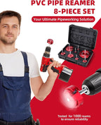 ERAYCO 8PCS PVC Pipe Reamer Kit, Plastic Pipe Fitting Reamer Tool, Fit into Standard 1/2" Drills, PVC Fitting Saver for SCH40 PVC CPVC ABS Pipe (1/2'', 3/4'', 1'', 1-1/2'', 1-1/4'', 2'', 3'', 4'')