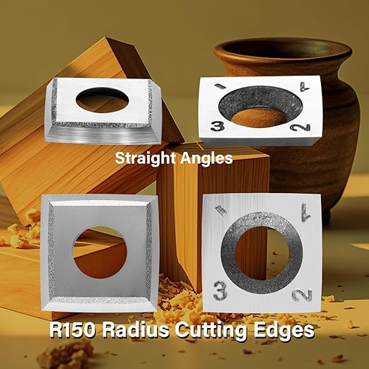 14mm Square Carbide Inserts Cutters Knives Blades with Radius 14×14×2.0mm-R150-30°for Woodworking Spiral/Helical Planer Cutter Head or Lathe Turning 10pcs