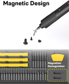 HOTO Electric Precision Screwdriver Set, 48 in 1 Electronics Tool Kit, Magnetic Bits & Box, LED Light & 2 Torque Settings, Mini Screwdriver Set for Eyeglasses, Watches, Phones, Laptops, Cameras Repair