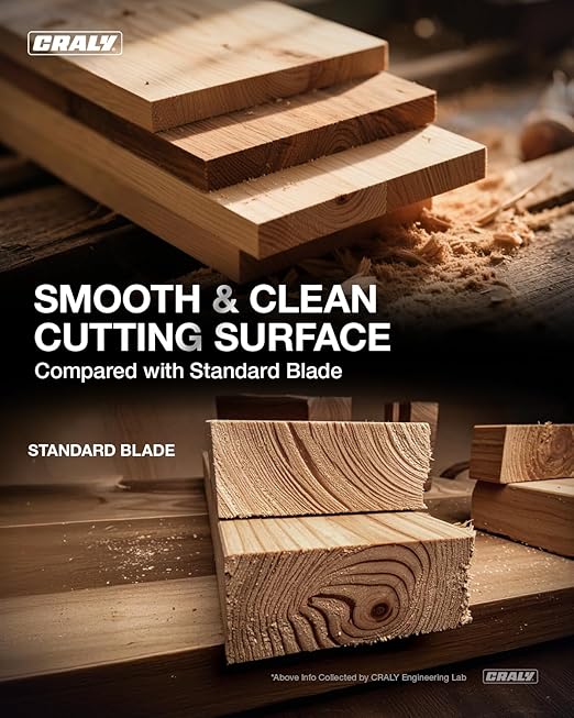 CRALY 10 Inch 24&60 Teeth General Purpose/Fine Finish Wood Cutting Circular Saw Blade, 5/8 Inch Arbor, for Table Saw & Miter Saw, Carbide Tipped, Thin Kerf, for Cutting Plywood, MDF, OSB, Laminated