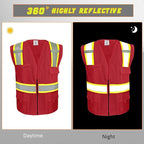 BeautyWill Custom Safety Vest Customized Logo Class 2 High Visibility Reflective Vest with Pockets Construction workwear