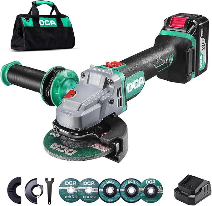 Brushless Angle Grinder 20V 4-1/2 inch, Cordless 4.0Ah Battery & 2A Fast Charger, 8500RPM, Power Angle Grinder with Cutting & Grinding Wheels, Flap Discs for Wood Metal & Rust Removal
