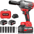 SEYVUM Cordless Impact Wrench, 1/2” Max Torque 600 Ft-lbs / 800 N.m Powerful Impact Gun, 20V 3500RPM Electric Impact Driver, 2 x 4.0Ah Battery & Fast Charger, 6 Impact Sockets, Carrying Case Included