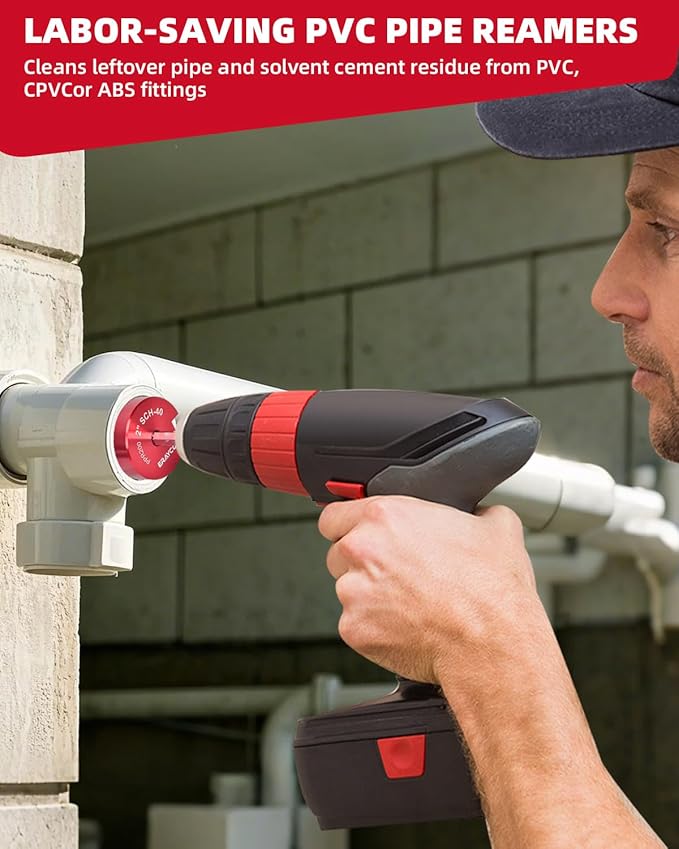 Erayco PPR150 1-1/2 Inch Plastic Pipe Fitting Reamer, PVC Pipe Reamer for Schedule 40 PVC Pipe, Fit into Standard 1/2" Drills, Suit for Water Lines, Drain Lines, Vent Lines