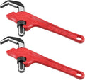 SEUNMUK 2 PCS 9-1/2 Inch Hex Offset Wrench, Offset Pipe Wrench Heavy Duty Steel End Pipe Adjustable Plumbing Tools with Red Handle, 1-1/8-2 5/8 Inches Capacity